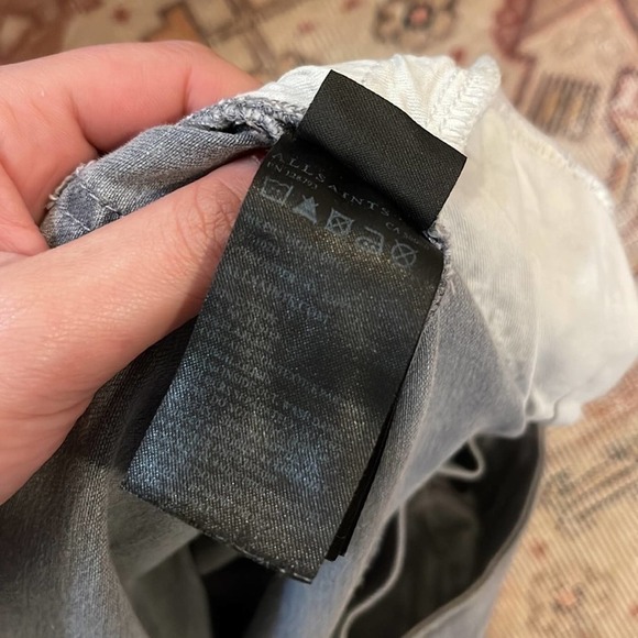 ALLSAINTS BIKER LIGHT GRAY MOTO SKINNY JEANS 26 - Picture 5 of 6